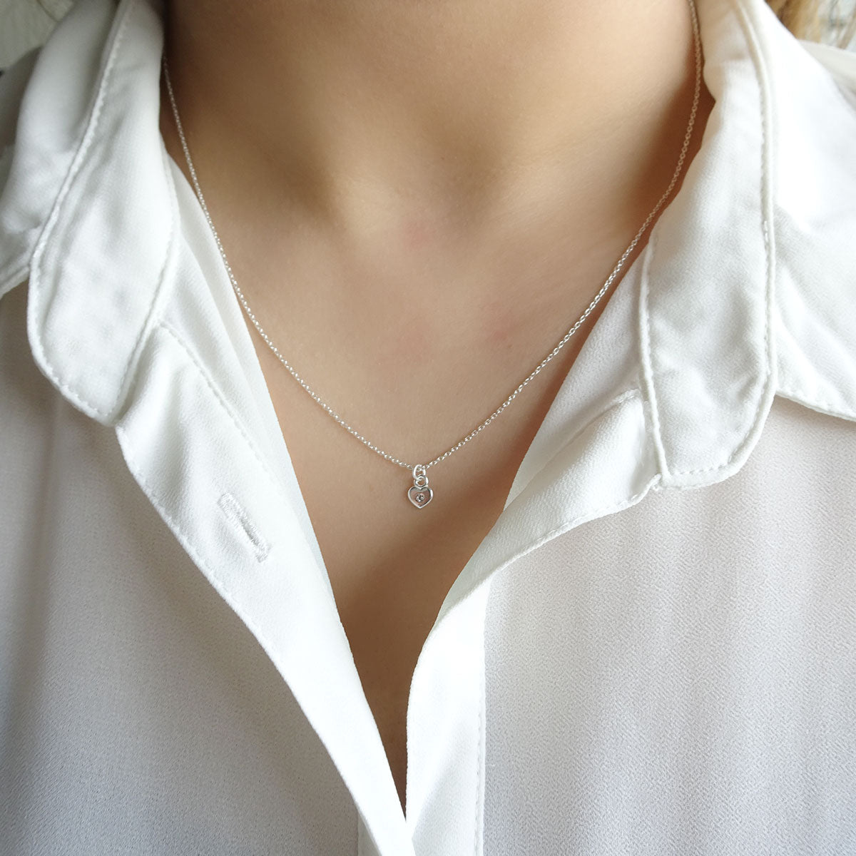 Ketting Mini Hart met Preciosa steentje | 925 zilver