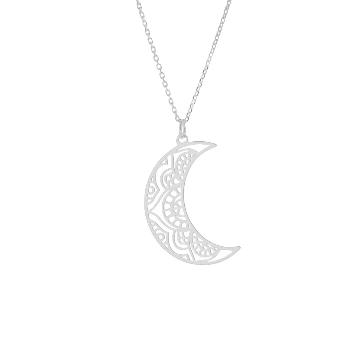 Ketting maan rozet groot | 925 sterling zilver