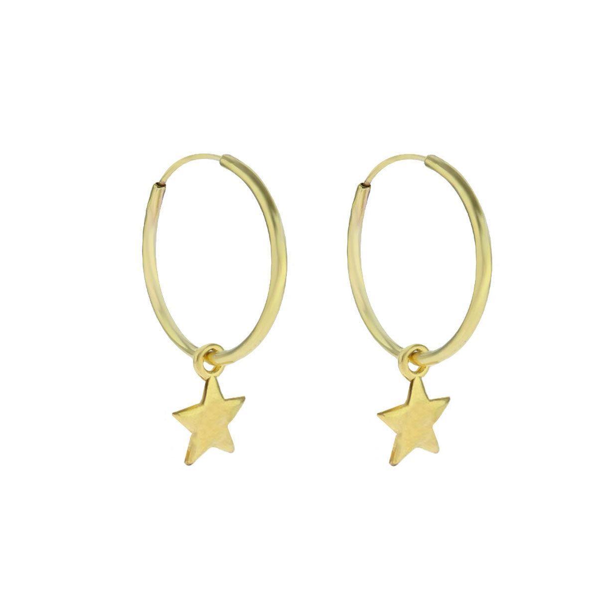 Oorringen golden stars | goldplated 925 zilver | 14 mm