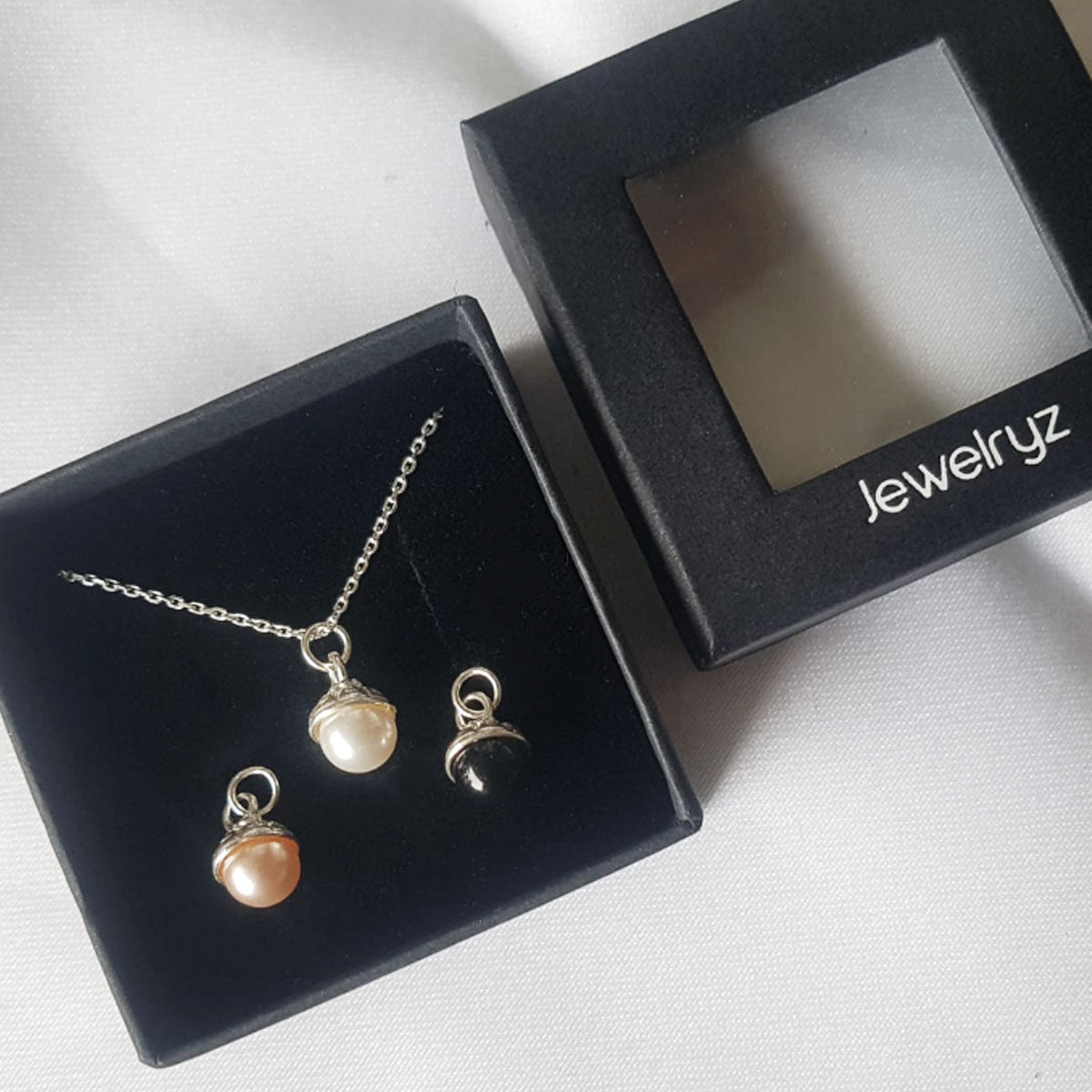 Set | Ketting met drie hangers preciosa parels | 925 zilver