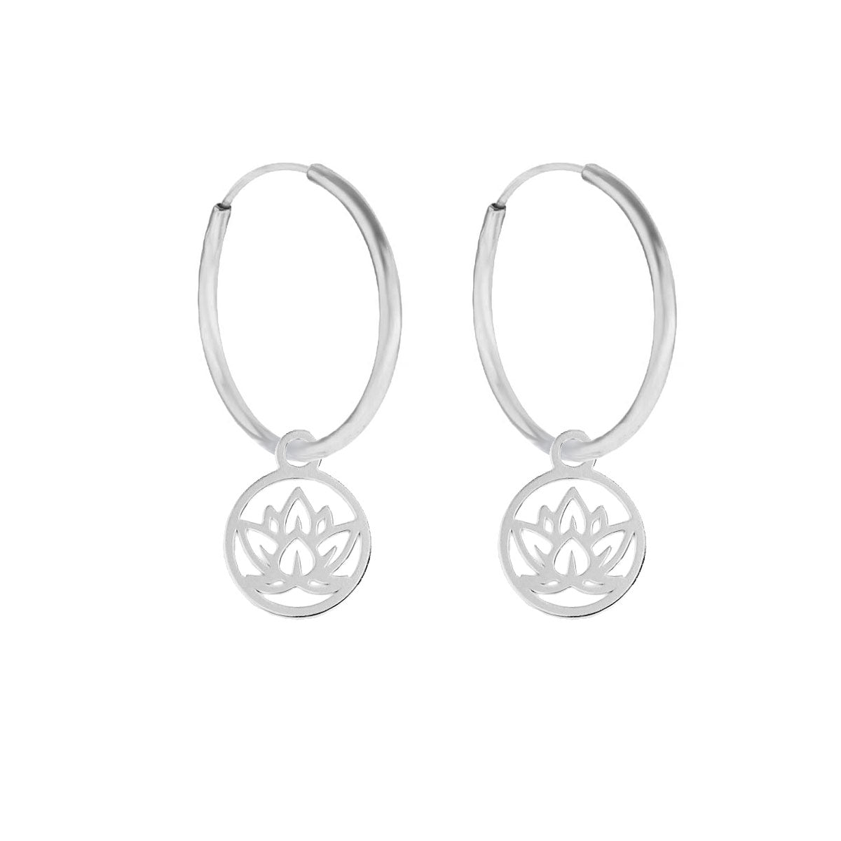 Oorringen Lotus Bloem | 925 zilver | 14 mm