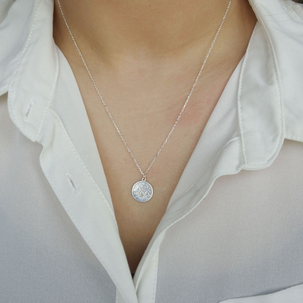 Ketting 925 zilver met berg en landschap | 50 cm