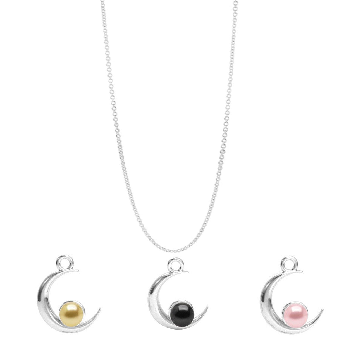 Jewelryz | Set | Ketting Maan met drie hangers preciosa parels | 925 zilver