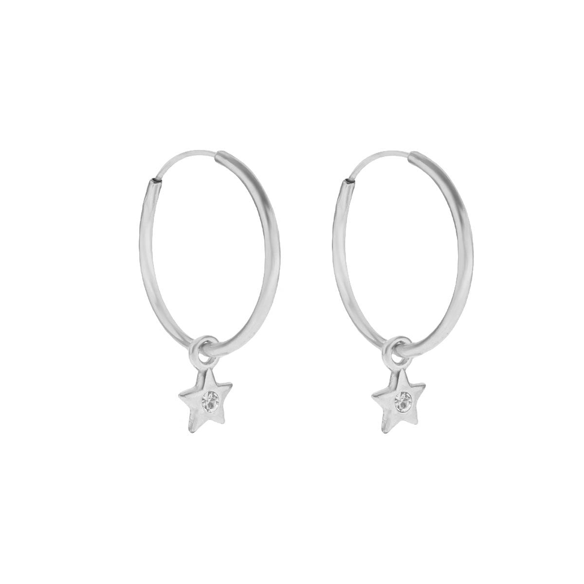 Star Sparkle | Oorringen 925 zilver | 14 mm