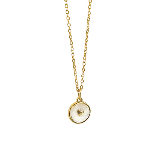 Ketting hartje met zoetwater schelp | Stainless steel