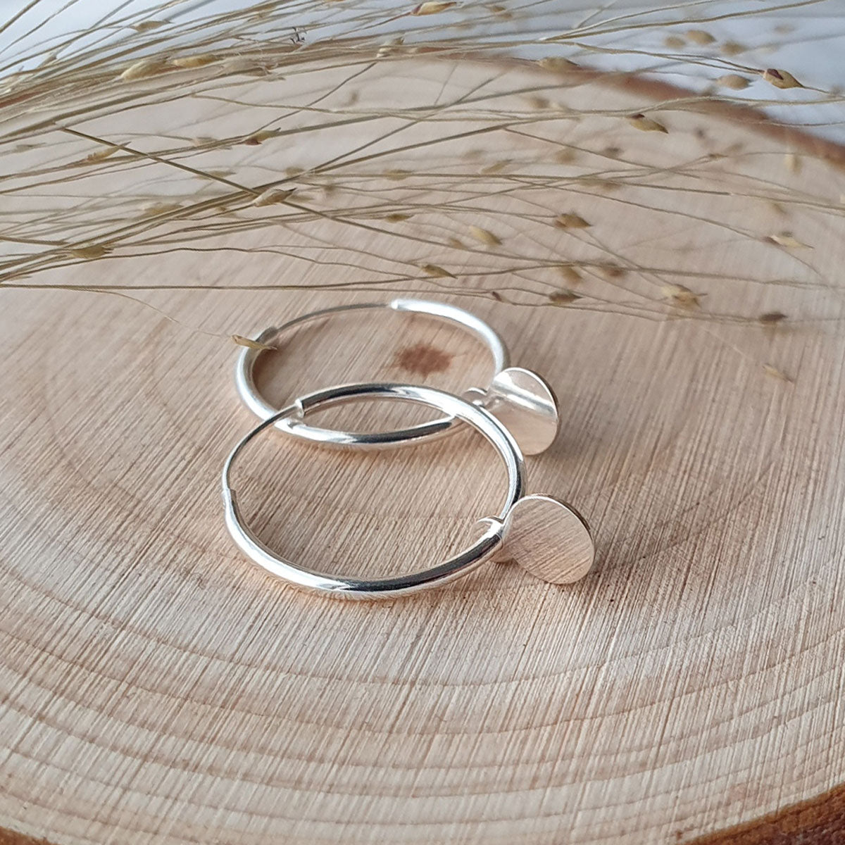 Oorringen met munt klein | Oorbellen 925 zilver | 14 mm