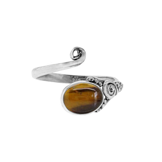 Kayra | Ring 925 zilver met tijgeroog edelsteen | Verstelbaar in maat