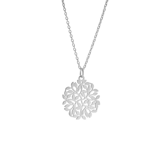 Ketting Boom Bladeren Rond | Ketting 925 zilver