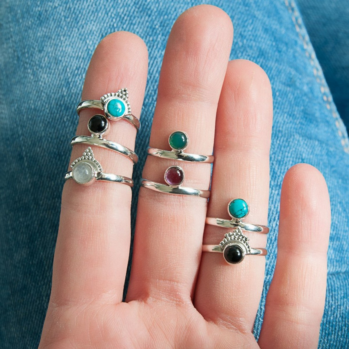 Saina | Ring 925 zilver met edelsteen onyx (groen)