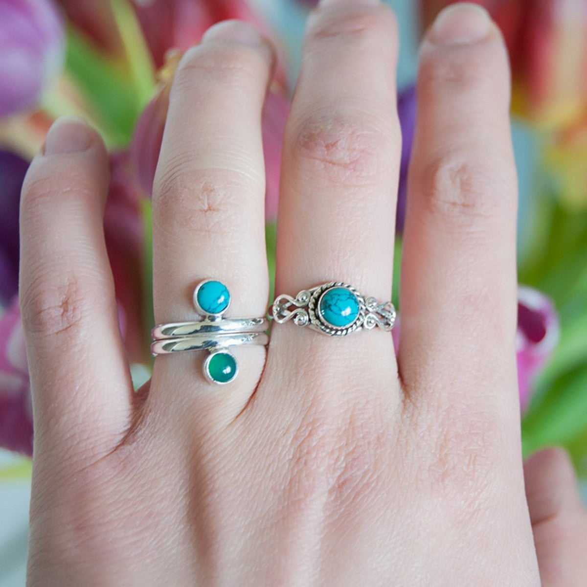 Saina | Ring 925 zilver met edelsteen onyx (groen)