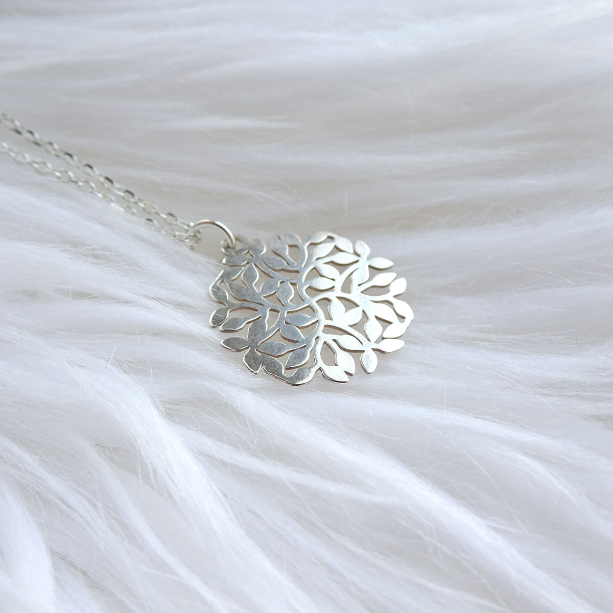 Ketting Boom Bladeren Rond | Ketting 925 zilver