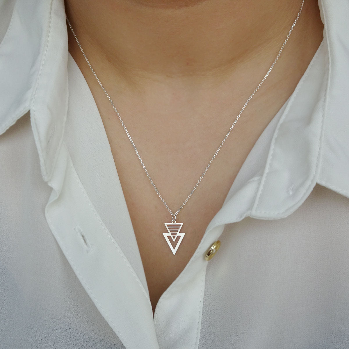 Ketting geometrisch driehoek | 925 zilver
