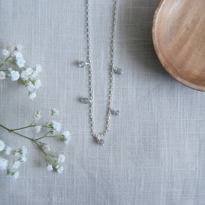 Cleora | Ketting 925 sterling zilver met edelsteen labradoriet | 43 cm