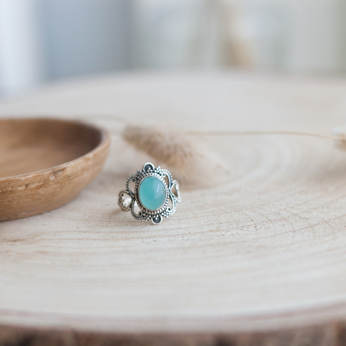 Ceara | Ring 925 zilver met edelsteen chalcedoon (aqua)