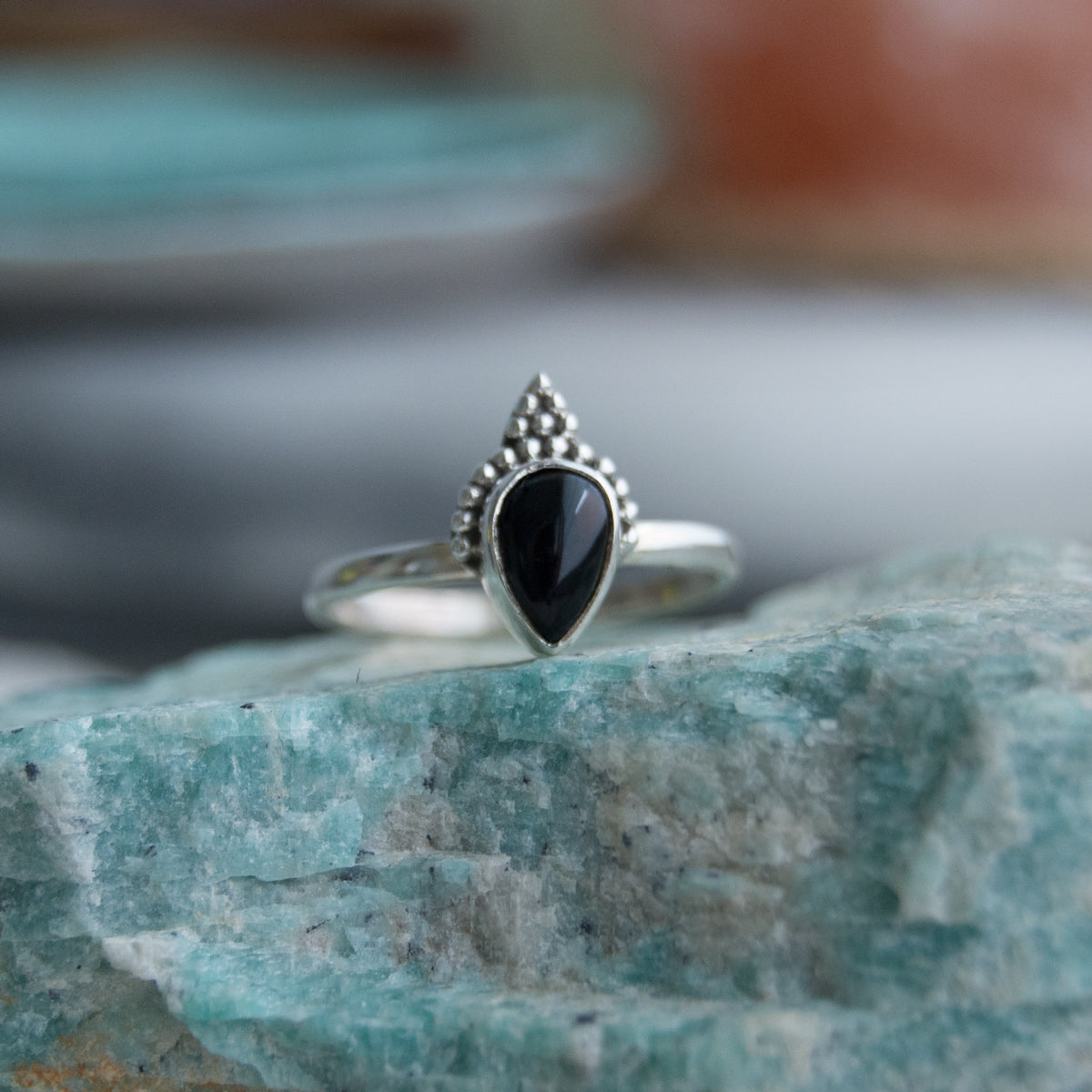 Tanith | Ring 925 zilver met zwarte onyx