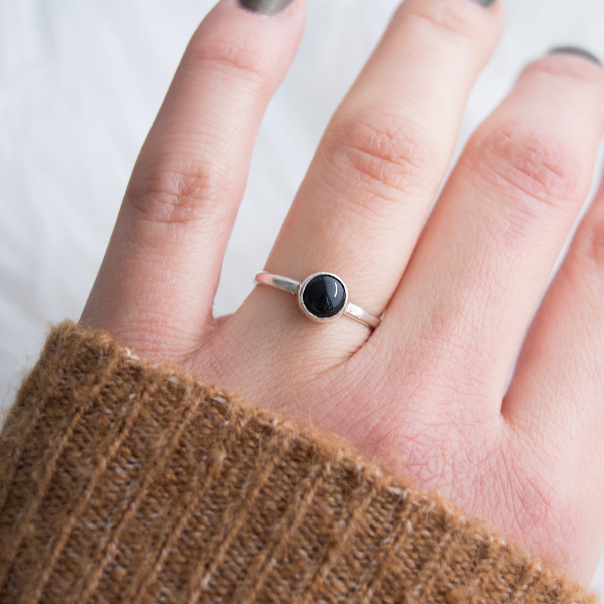 Sione | Ring 925 zilver met zwarte onyx
