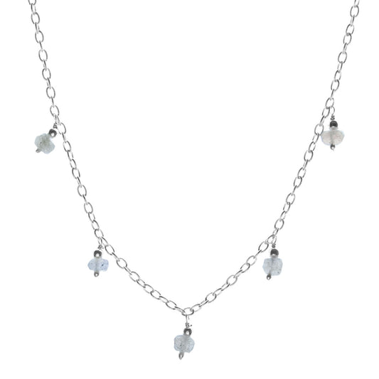 Cleora | Ketting 925 sterling zilver met edelsteen labradoriet | 43 cm