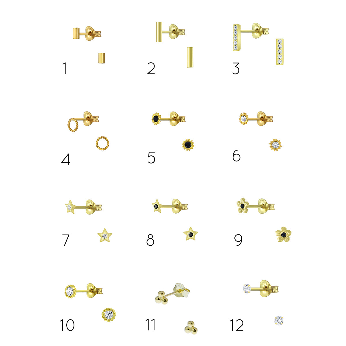 Mini Studs | Oorbellen Goldplated 925 zilver