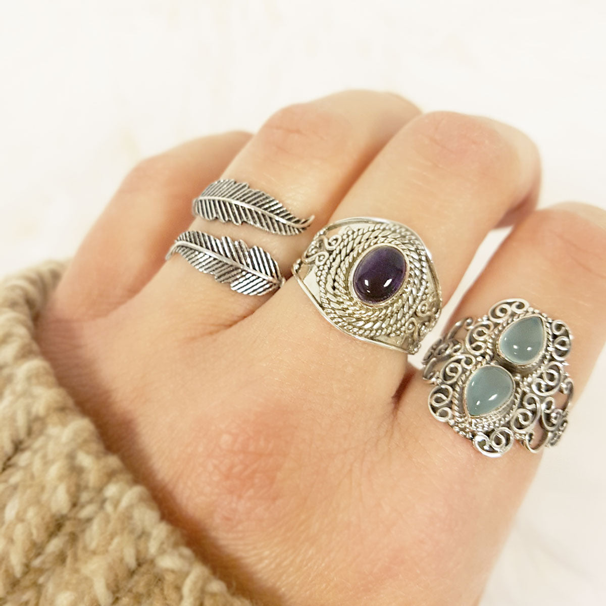 Hina | Ring 925 zilver met edelsteen amethist