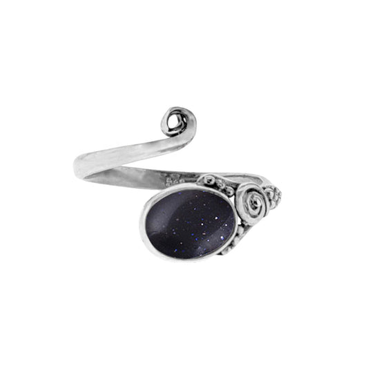 Kayra | Ring 925 zilver met blauwe zonnesteen edelsteen | Verstelbaar in maat