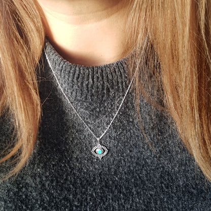 Nahira | Ketting alziend oog blauw | Ketting 925 zilver