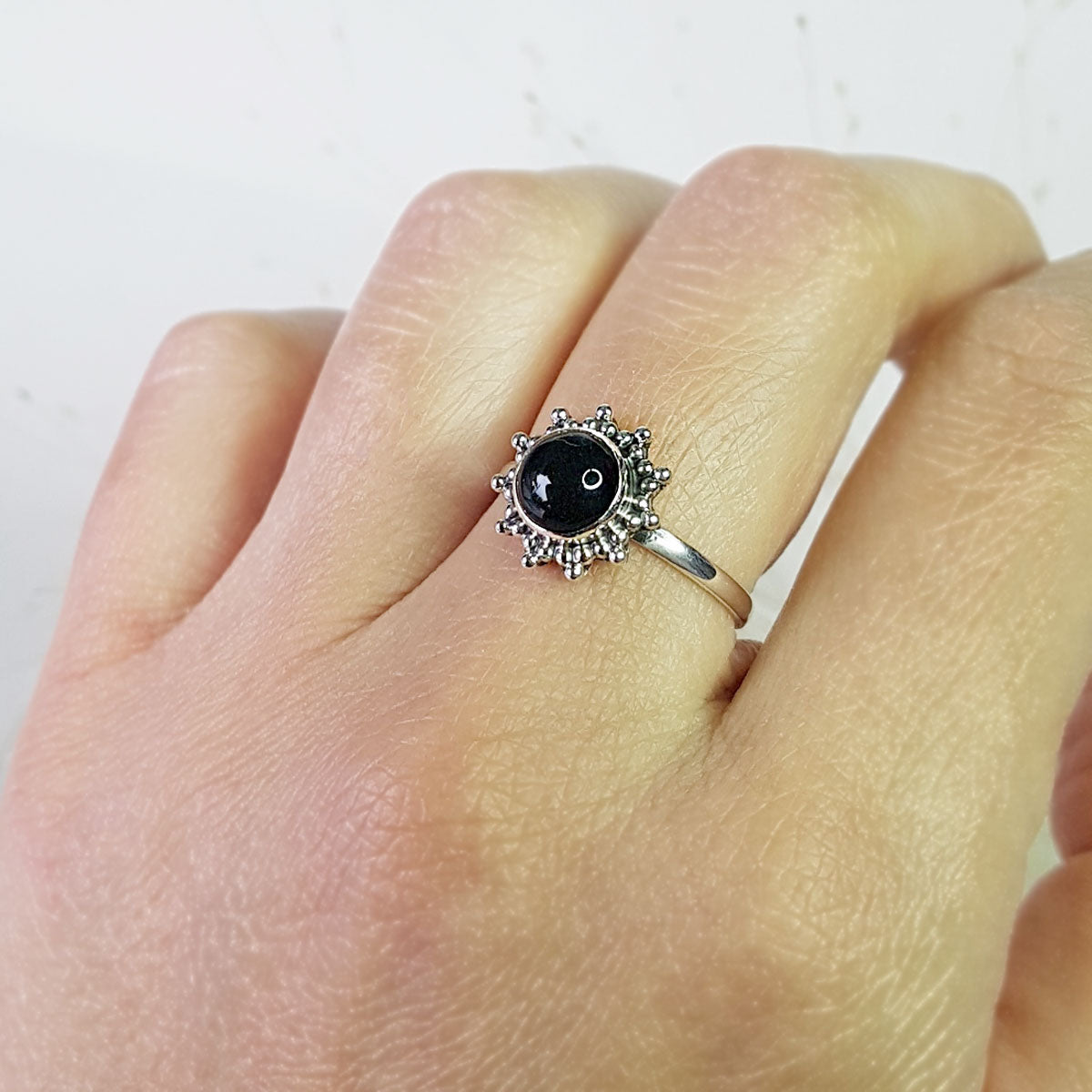 Cemara | Ring 925 zilver met zwarte onyx edelsteen