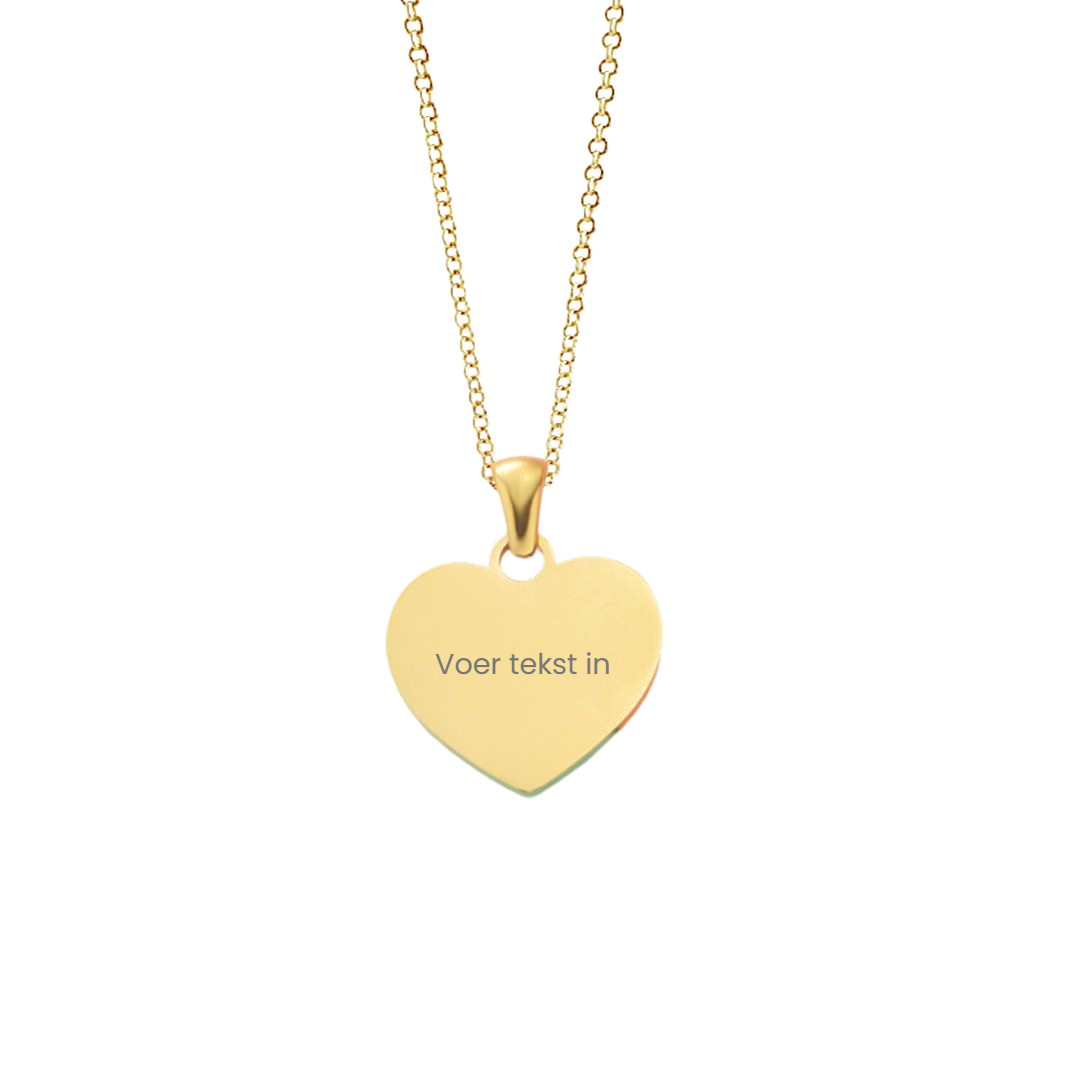 Ketting Stainless Steel hartje met eigen tekst