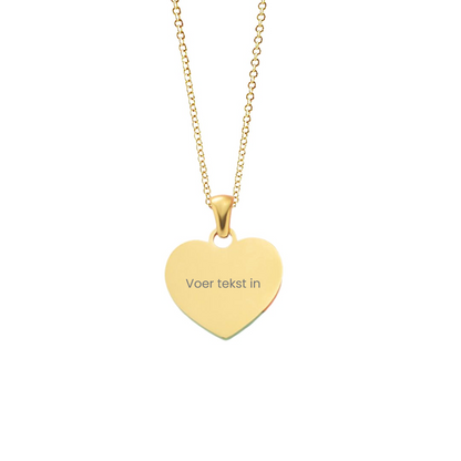 Ketting Stainless Steel hartje met eigen tekst