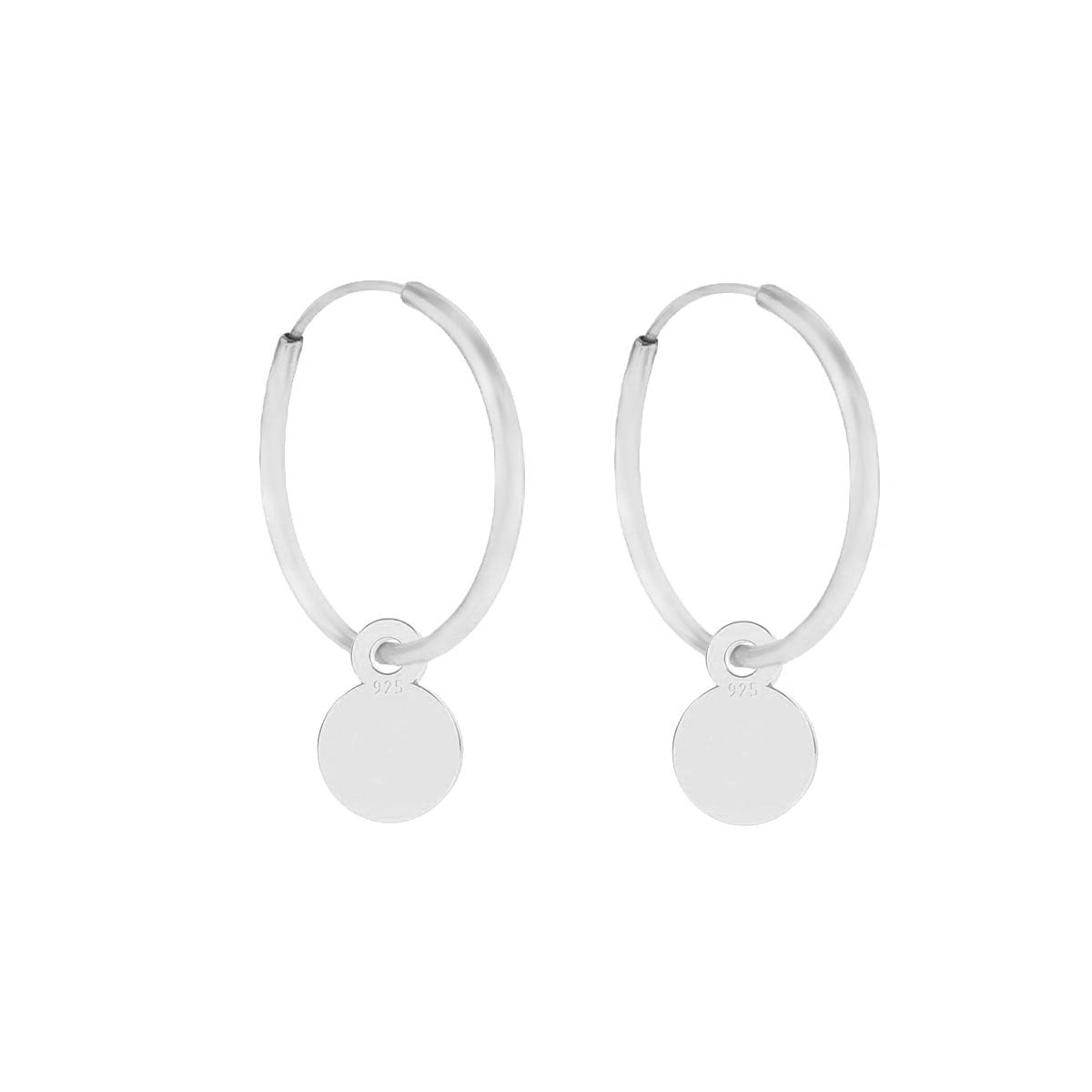 Oorringen met munt klein | Oorbellen 925 zilver | 14 mm