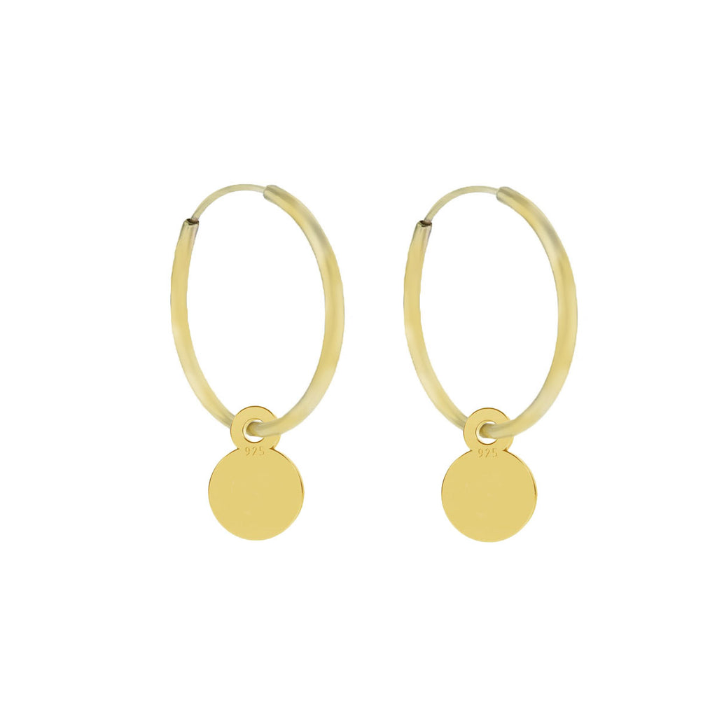 Oorringen munt verguld | 24K goldplated 925 zilver | 14 mm