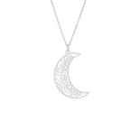 Ketting maan rozet groot | 925 sterling zilver