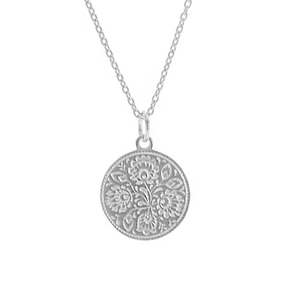 Ketting munt botanisch | 925 sterling zilver | 50 cm