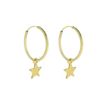 Oorringen golden stars | goldplated 925 zilver | 14 mm