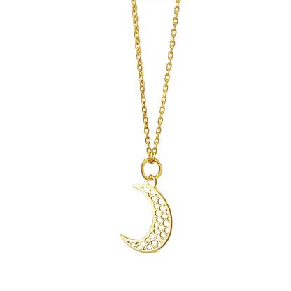 Ketting Maan Opengewerkt | 24K goldplated 925 zilver