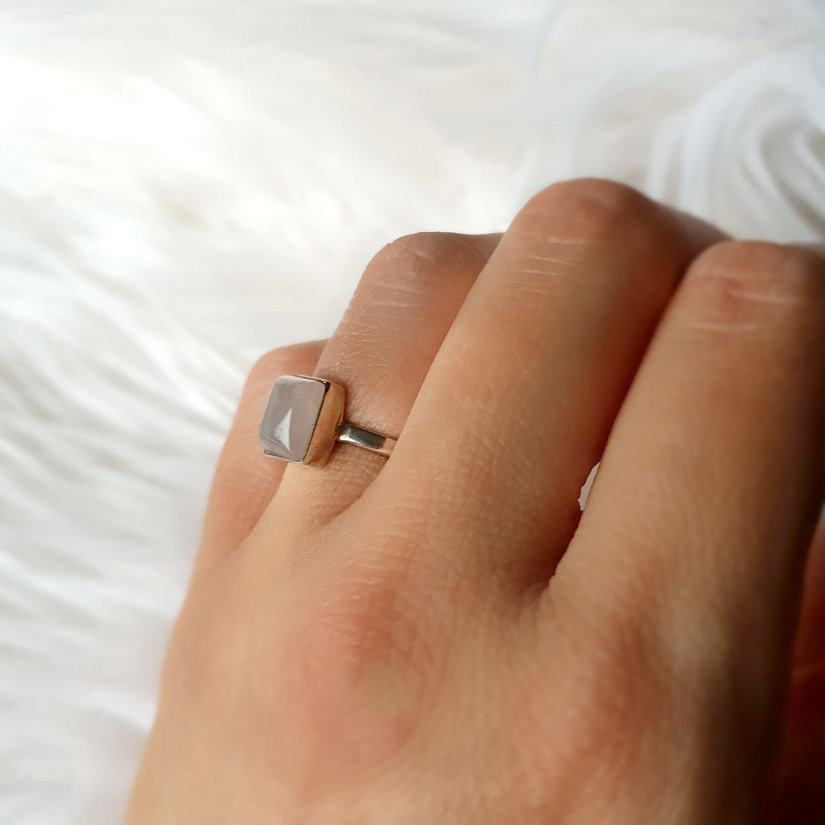 Delyth | Ring 925 zilver met edelsteen rozenkwarts