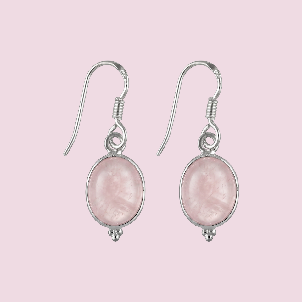 Dhiaa | Oorbellen 925 zilver met rozenkwarts