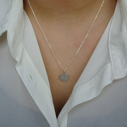 Ketting munt botanisch | 925 sterling zilver | 50 cm