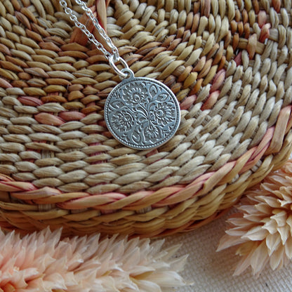 Ketting munt botanisch | 925 sterling zilver | 50 cm