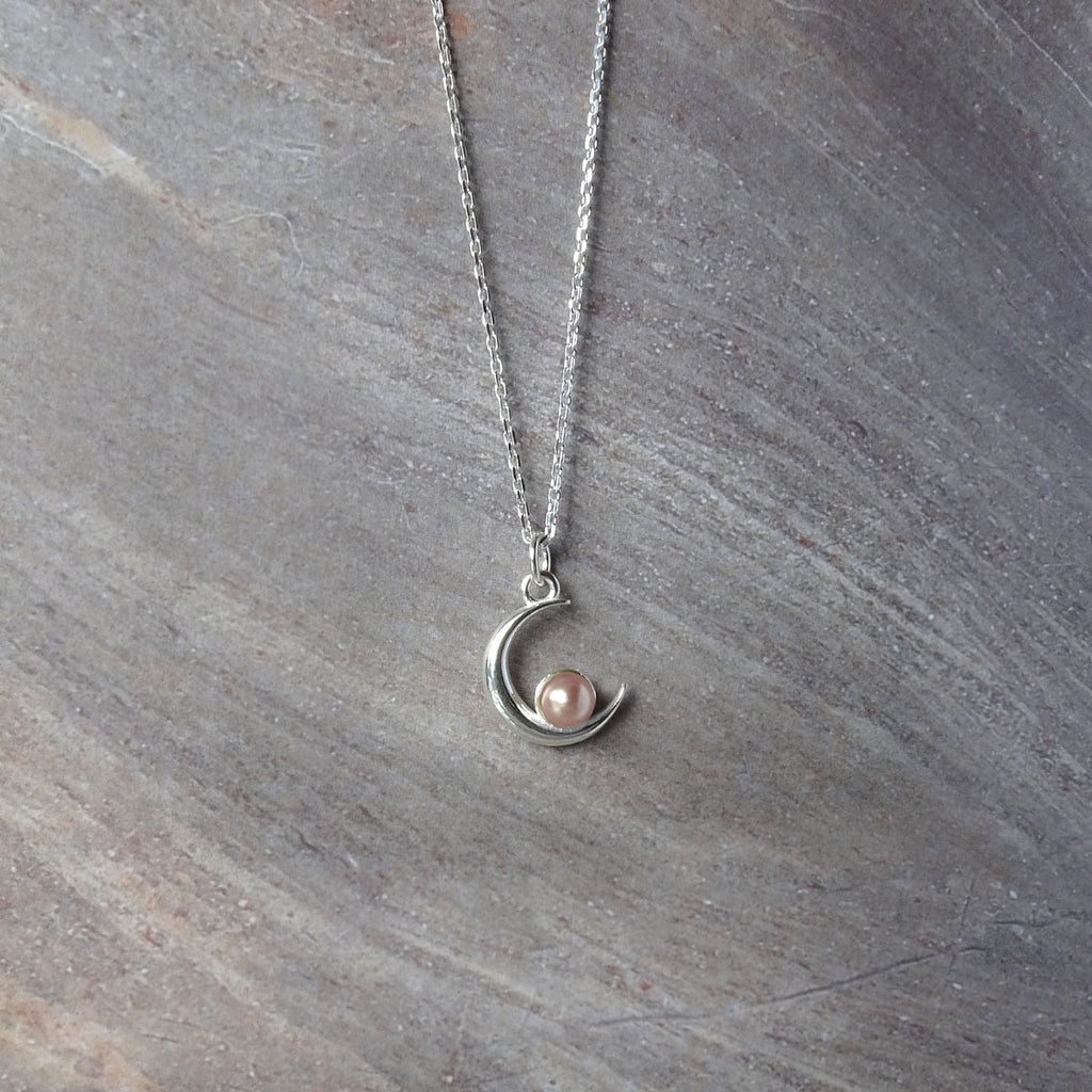 Jewelryz | Set | Ketting Maan met drie hangers preciosa parels | 925 zilver