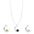 Jewelryz | Set | Ketting Maan met drie hangers preciosa parels | 925 zilver