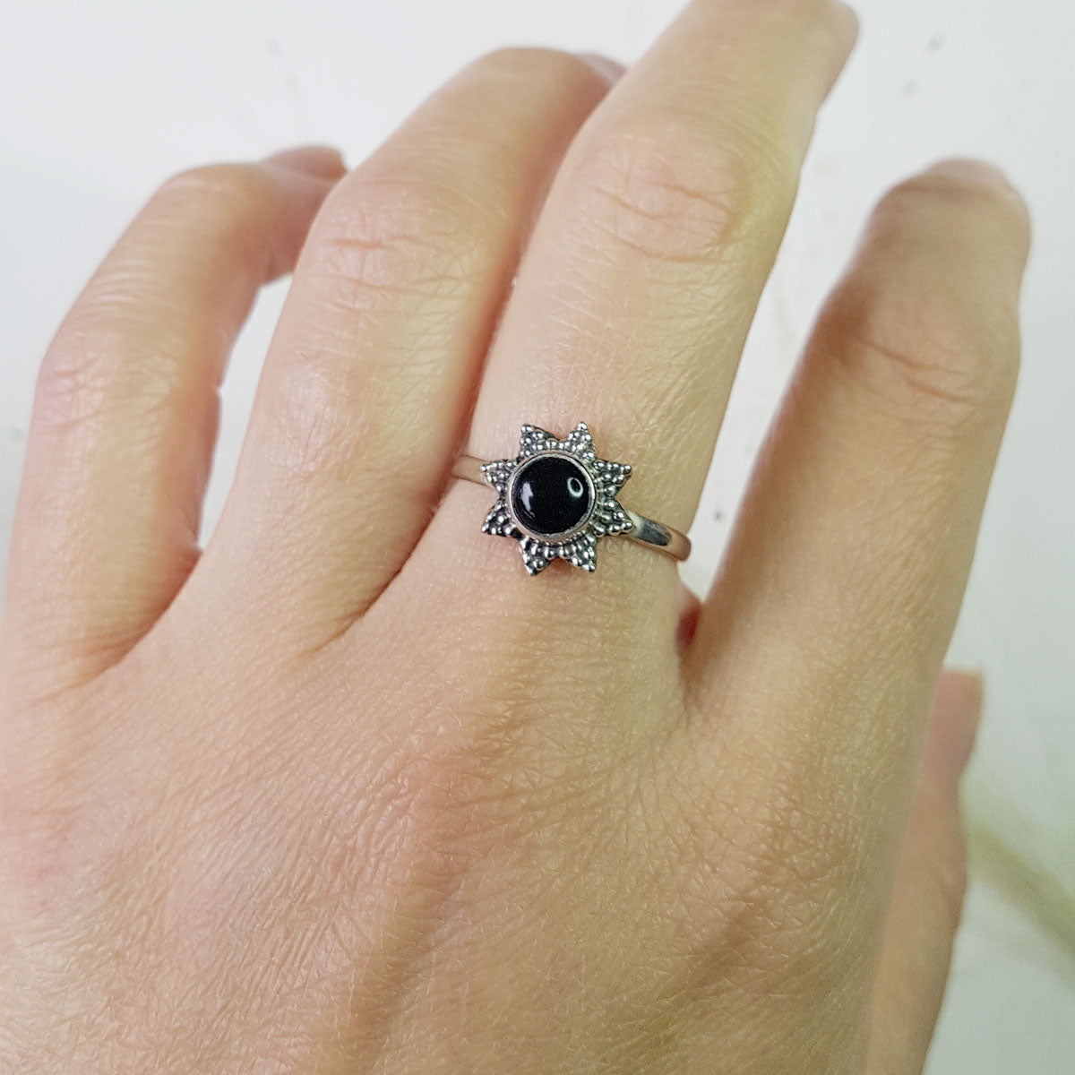 Solene | Ring 925 zilver met zwarte onyx edelsteen