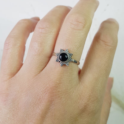 Solene | Ring 925 zilver met zwarte onyx edelsteen