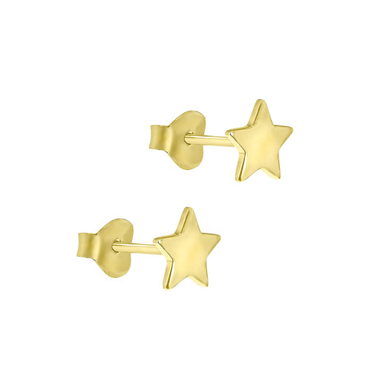 Star studs | Oorbellen sterren 24k goldplated 925 zilver | 4 mm