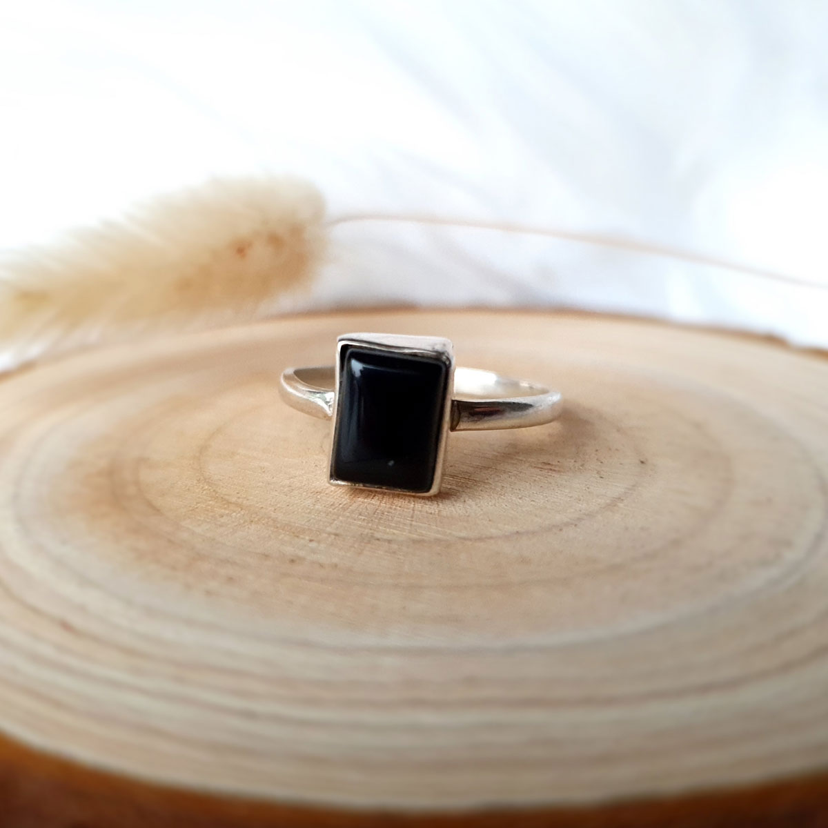 Delyth | Ring 925 zilver met zwarte onyx rozenkwarts