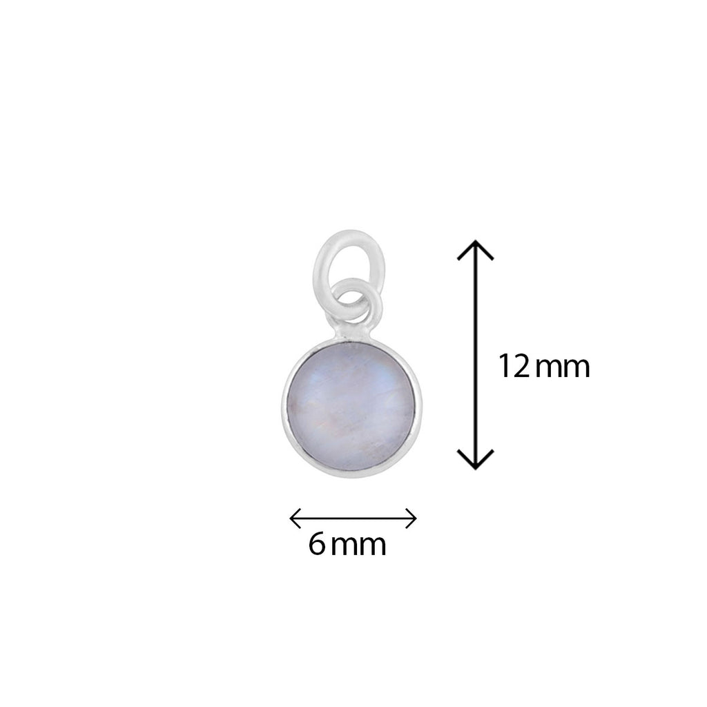 Ceres | Bedel met edelsteen rond 6x12 mm | 925 sterling zilver