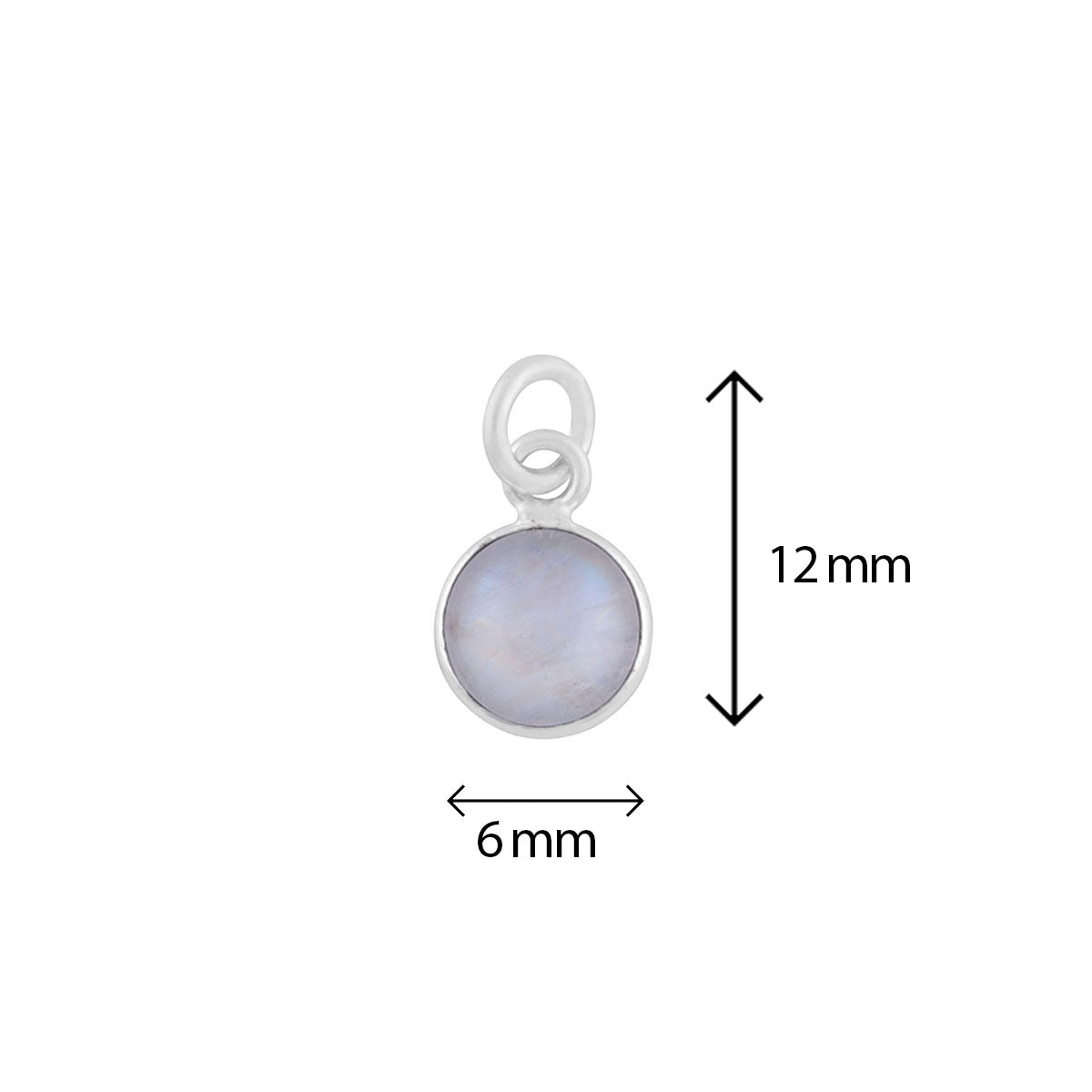 Ceres | Bedel met edelsteen rond 6x12 mm | 925 sterling zilver