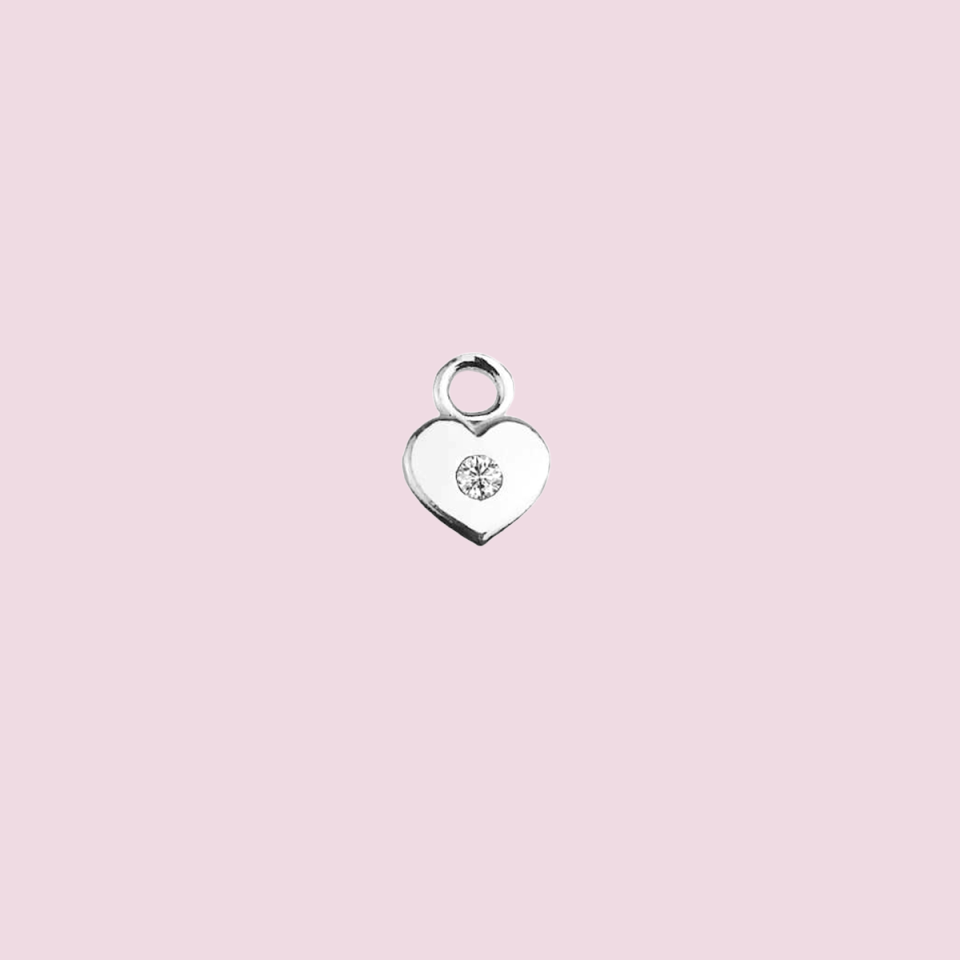 Bedel hartje met witte zirkonia | 925 Sterling Zilver