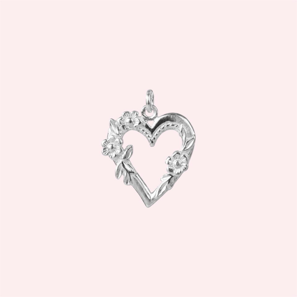 Hanger vintage floral heart | 925 sterling zilver