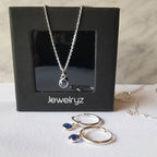 Celeste | Set ketting en oorringen met blauwe zirkonia | 925 zilver