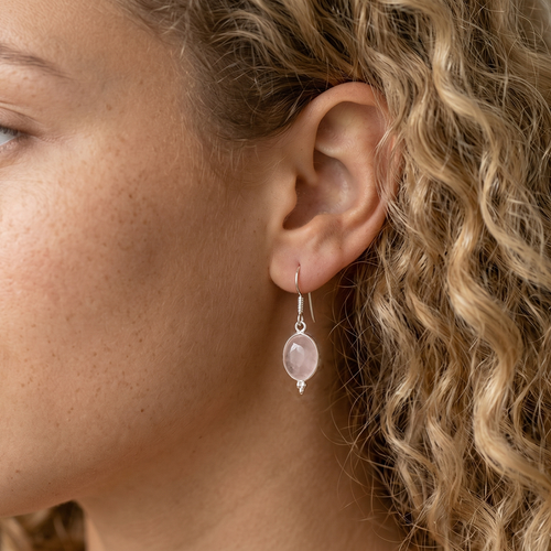 Dhiaa | Oorbellen 925 zilver met rozenkwarts